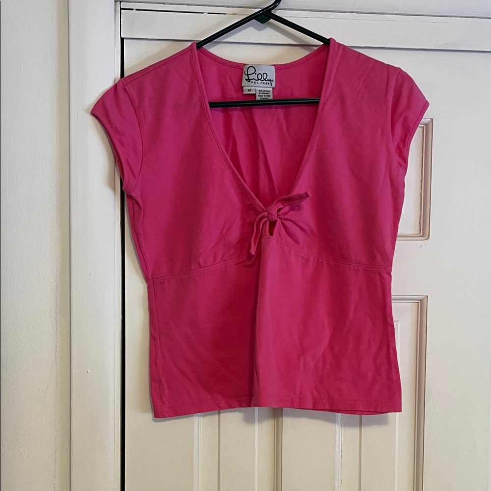 Vintage Lilly Pulitzer Pink Tie-Front Crop Top